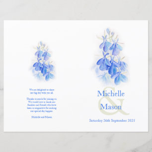 Lobelia blue watercolor Wedding Program