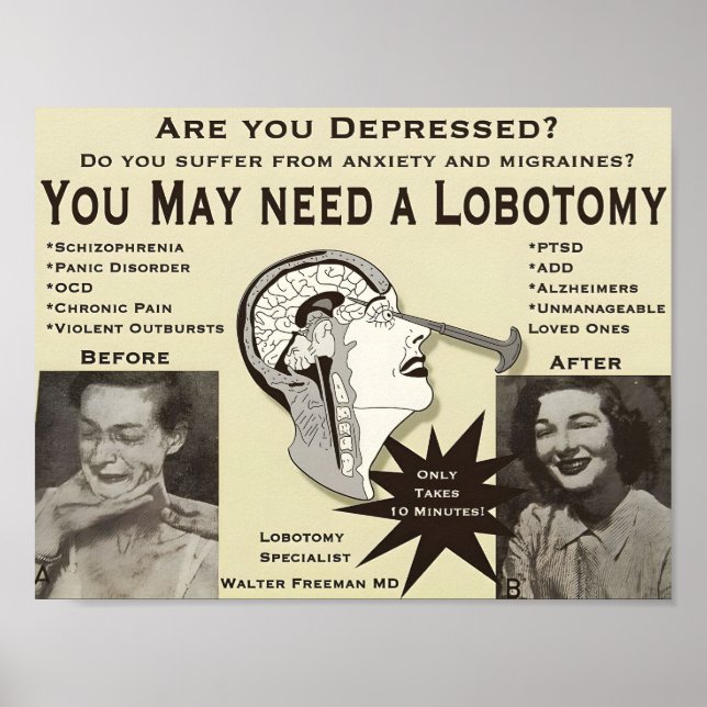Lobotomy Advertising Poster | Vintage Ad |  (Front)