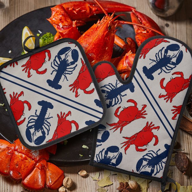 Lobster and Crabs Crustacean Seafood Oven Mitt & Pot Holder Set (Creator Uploaded)
