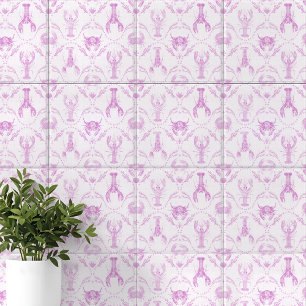 Lobster and Crabs Light Pink Preppy Nursery Tile