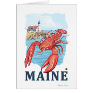 Lobster and Portland Lighthouse Scene