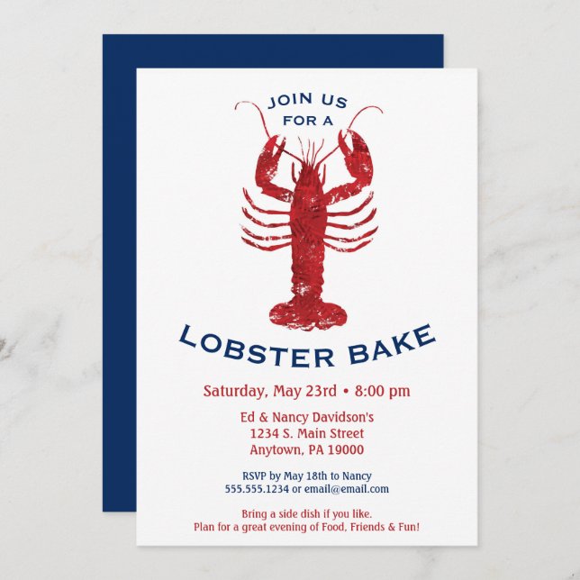 Lobster Bake Boil Invitation Seafood Dinner (Front/Back)