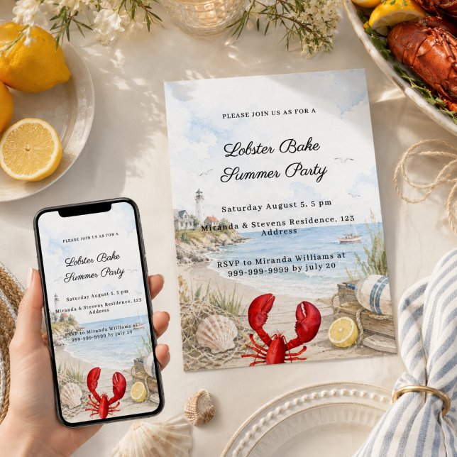Lobster Bake coastal beach party Invitation (Creator Uploaded)
