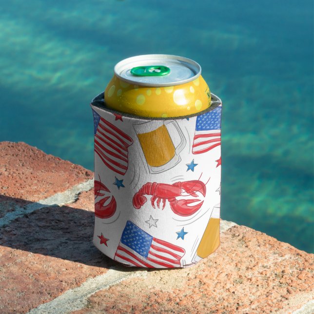 Lobster Beer Flag Star Can Cooler (In Situ Pool)