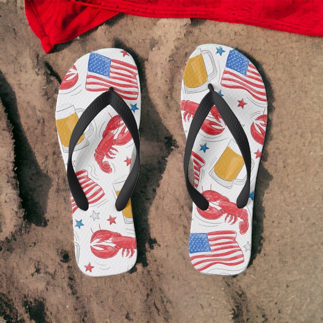 Lobster Beer Flag Star Jandals (Creator Uploaded)