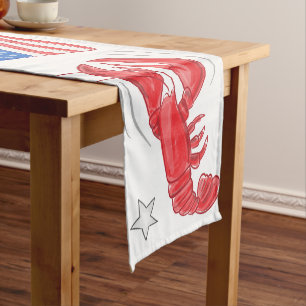 Lobster Beer Flag Star Short Table Runner
