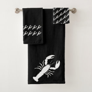 Lobster Black and white towel set