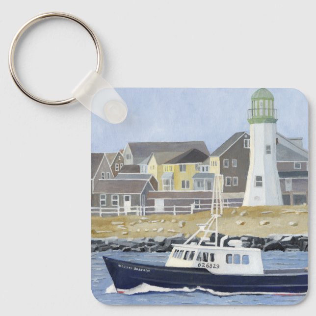 Lobster Boat Scituate Harbour Key Ring (Front)