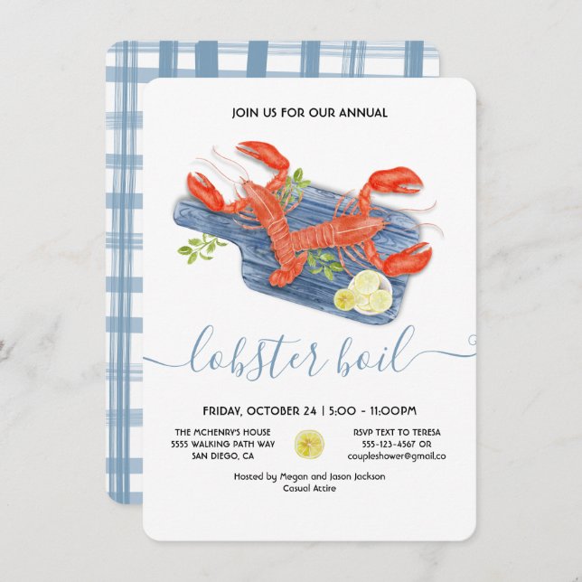 Lobster Boil Bake Invitation (Front/Back)