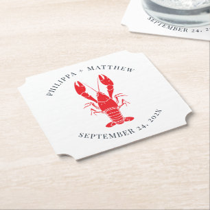 Lobster Boil Beach Wedding Custom Paper Coaster