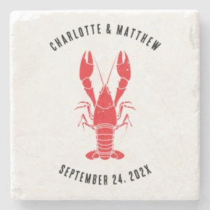Lobster Boil Coastal Beach Wedding Custom Stone Coaster