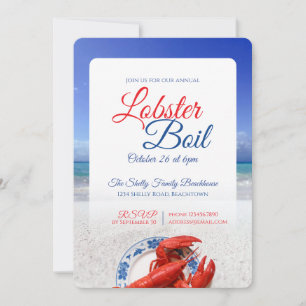 Lobster Boil Coastal Seafood Dinner Beachhouse Invitation