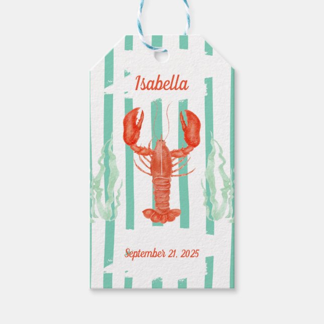 Lobster Boil Party Gift Tag – Rustic Seafood Favou (Front)