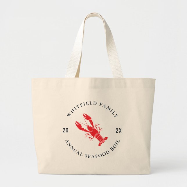 Lobster Boil Summer Family Seafood Party Custom Large Tote Bag (Front)