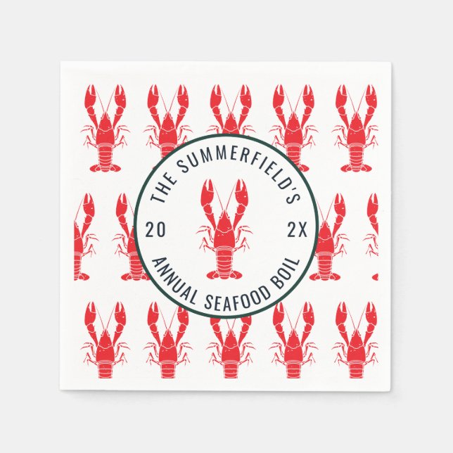 Lobster Boil Summer Seafood Party Paper Napkin (Front)