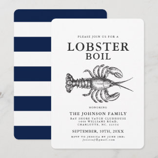Lobster Boil Vintage Style Crab Invitations