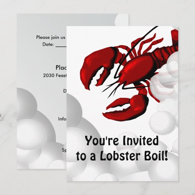 Lobster Boiling Dinner Invitation (Front/Back)