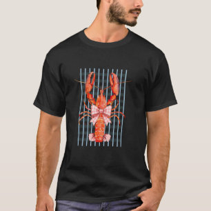Lobster Bowtie Chequered Pattern Nautical Style T-Shirt