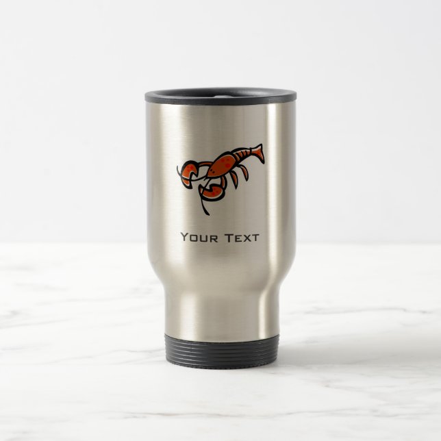 Lobster; Brushed metal-look Travel Mug (Center)