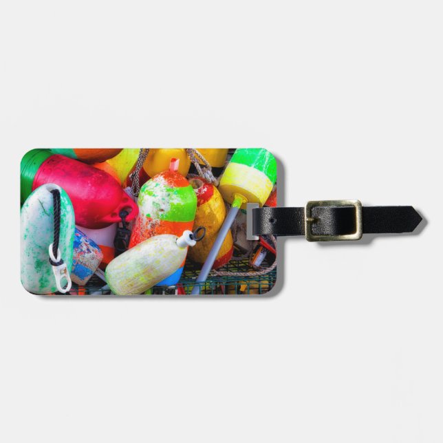 Lobster buoys at Bass Harbour Luggage Tag (Front Horizontal)