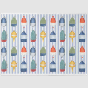 Lobster buoys on blue stripe decoupage paper