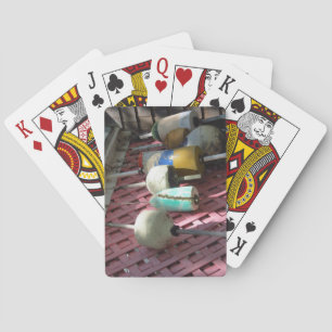 Lobster Buoys on Pink Lattice - Martha's Vineyard Playing Cards