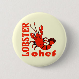 lobster chef 6 cm round badge