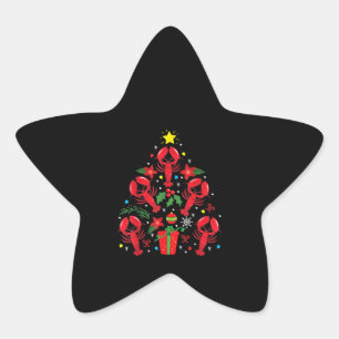 Lobster Christmas Ornament Tree Funny Xmas Gift Star Sticker