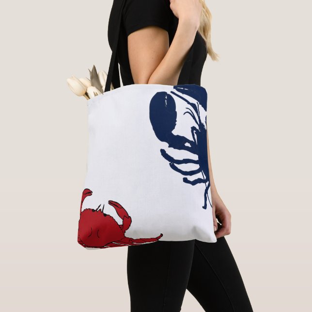 Lobster Crab Big Design Red White Blue Bag (Close Up)