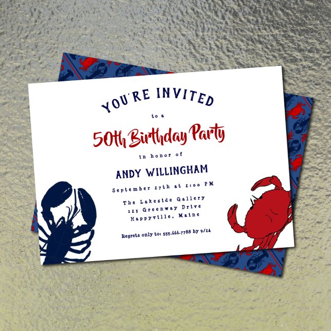 Lobster Crab His Birthday Seafood Party Invitation (Creator Uploaded)