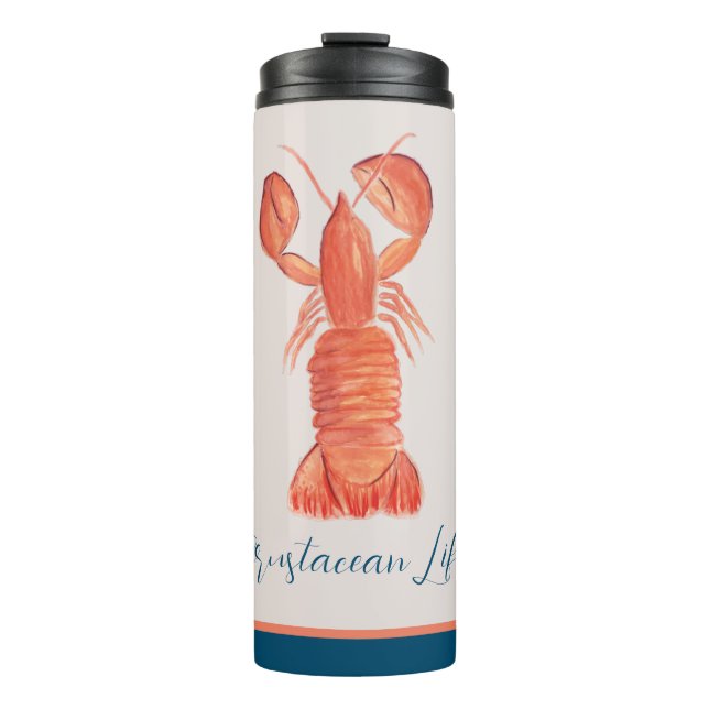 Lobster Crawfish Crustacean Watercolor   Thermal Tumbler (Front)