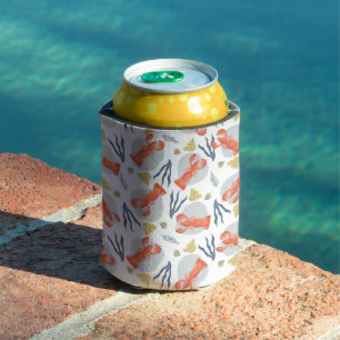 Lobster Crawfish Seafood Under Water Pattern Can Cooler