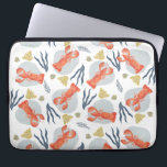 Lobster Crawfish Seafood Under Water Pattern Laptop Sleeve<br><div class="desc">Design with Beach Theme Hand Drawn Botanical Art and Watercolor Lobster</div>