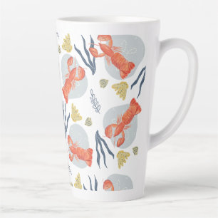 Lobster Crawfish Seafood Under Water Pattern Latte Mug