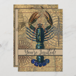 Lobster Crawfish Shellfish Seafood Ocean Invitation