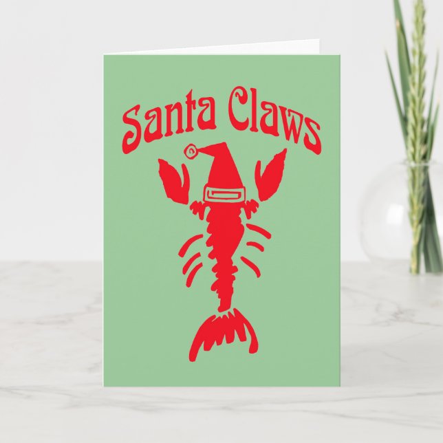 Lobster Crayfish Santa Claws Holiday Card (Front)