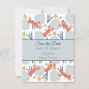 Lobster Crustacean Beach Sand Dollars Botanical  Postcard