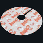 Lobster Crustacean Watercolor Snowflake Pattern Brushed Polyester Tree Skirt<br><div class="desc">Hand Painted Original Art of a Lobster & Crawfish Illustration with Snowflake Background</div>