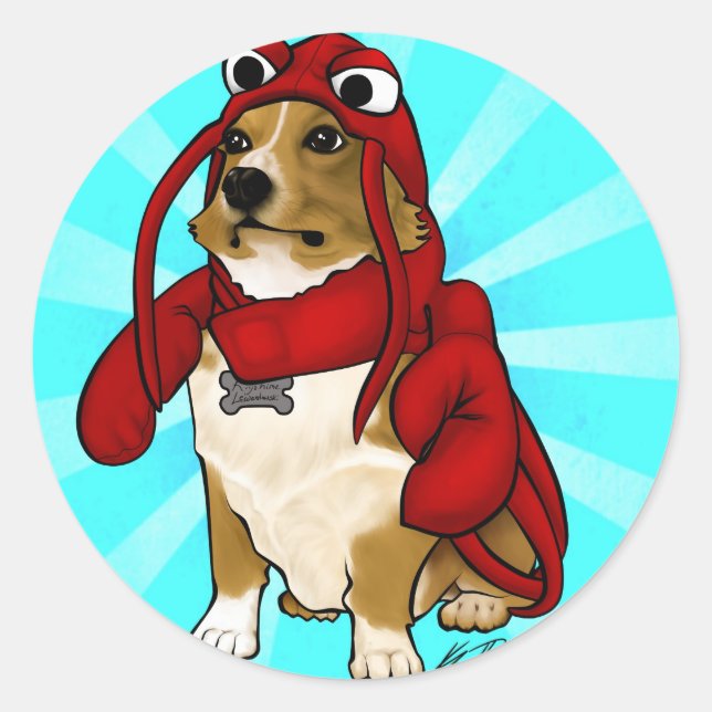 Lobster Dog Classic Round Sticker (Front)