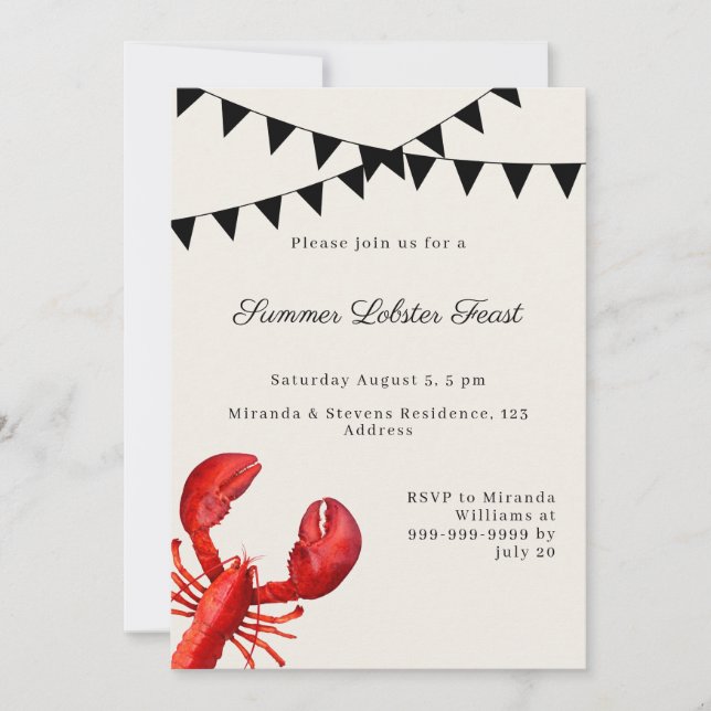 Lobster Feast Summer Party Invitation (Front)