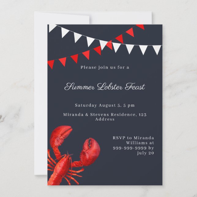 Lobster Feast Summer Party Invitation (Front)
