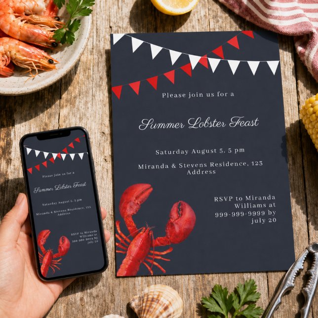 Lobster Feast Summer Party Invitation (Creator Uploaded)