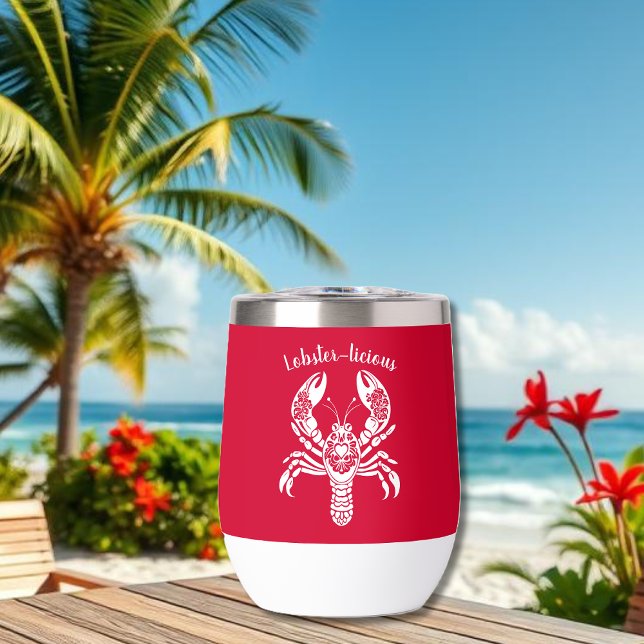 Lobster-Fisherman Core-Hawaiian-Cherry Red (Lobster-Fisherman Core-Hawaiian-Tropical-Summer-Beach Tumbler-Cocktails-wine Tumbler-cherry red)