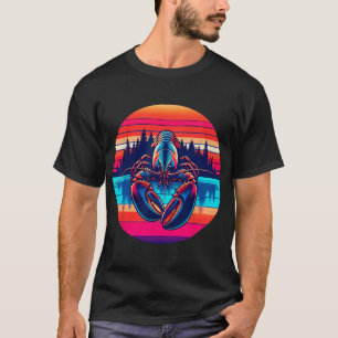 Lobster Fishing Sunset Retro Style Vintage 80s 70s T-Shirt