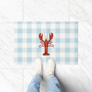 Lobster Gingham Buffalo Check Coastal Doormat