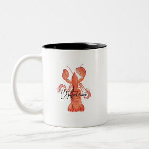 Lobster Hand Painted Crawfish Crustaceans   Two-Tone Coffee Mug