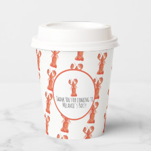 Lobster Hand Watercolor Seafood Crab Boil Paper Cups
