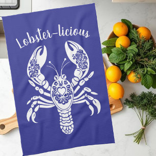 Lobster-Hawaiian-Fisherman Core-Blue Tea Towel