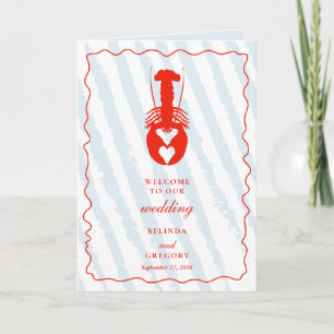 Lobster Heart Blue Stripe Wedding Order of Servics Programme