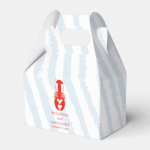 Lobster Heart Blue Stripes Nautical Beach Wedding Favour Box